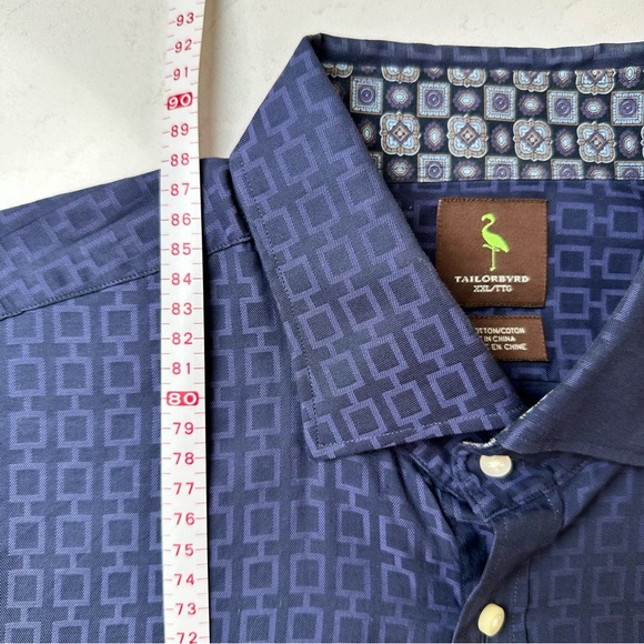 Tailorbyrd - Men's Blue Patterned Shirt - XXL - Picture 3 of 5